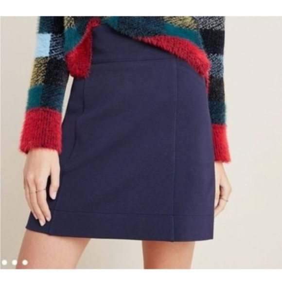 ANTHROPOLOGIE Maeve Navy Ponte Mini Skirt size medium - Picture 1 of 7